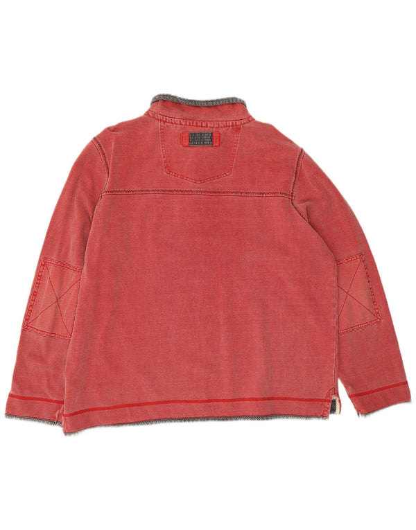 Fat Face Herren-Sweatshirt mit Reißverschluss am Hals, XL, rote Baumwolle