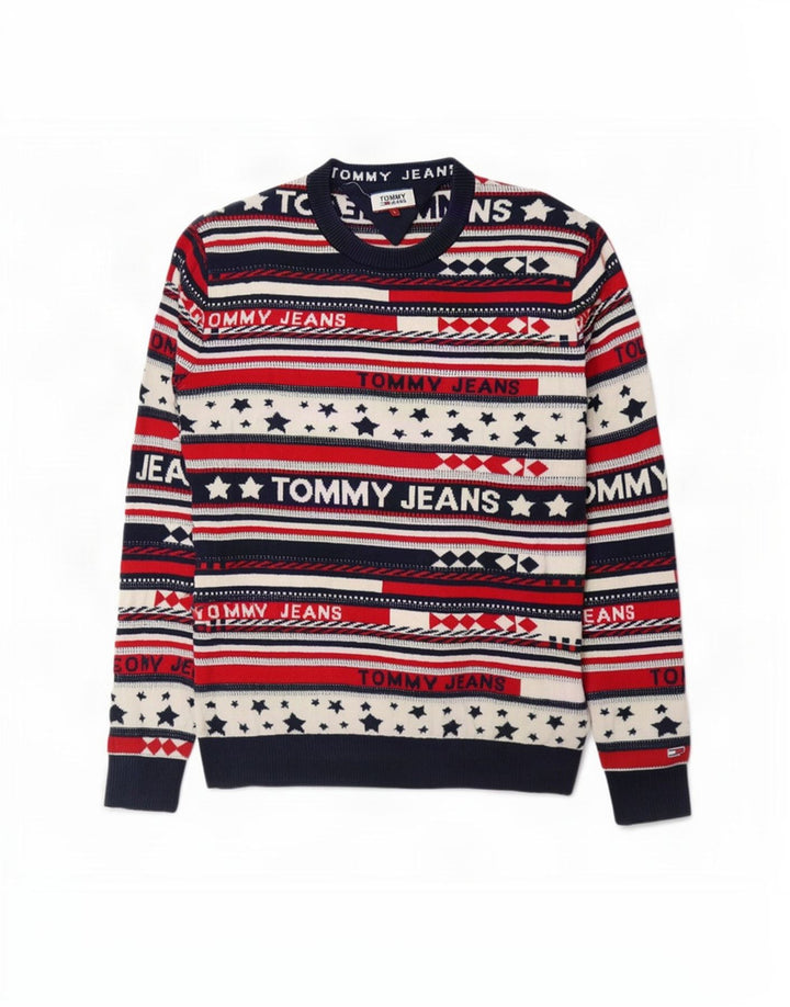 Tommy Hilfiger Herren-Pullover mit Rundhalsausschnitt, groß, mehrfarbig gestreift