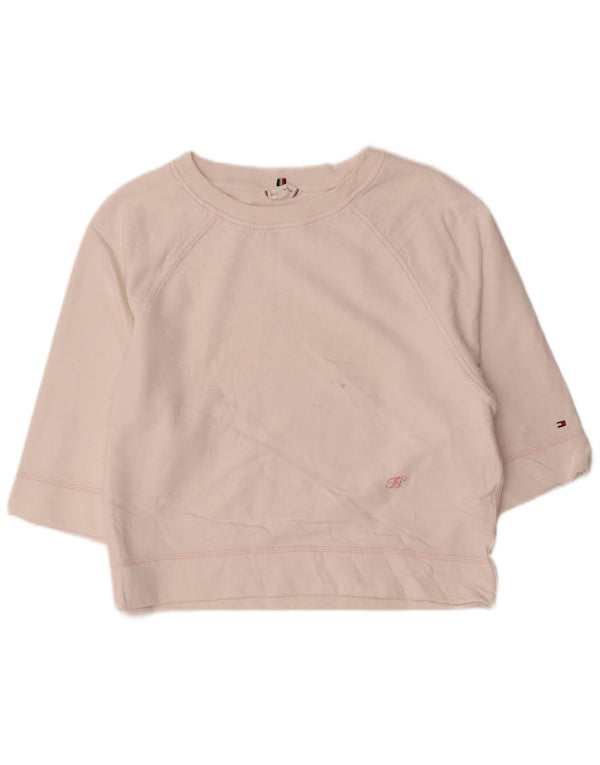 Tommy Hilfiger Damen-Sweatshirt mit 3/4-Ärmeln, Gr. 14, Mittelweiß