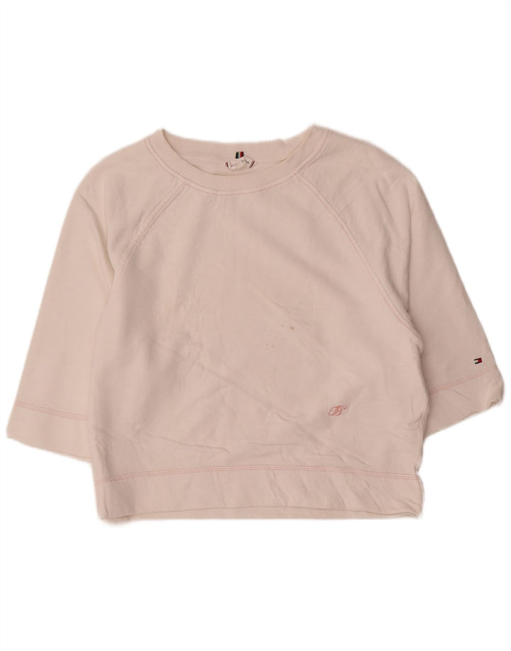 Tommy Hilfiger Damen-Sweatshirt mit 3/4-Ärmeln, Gr. 14, Mittelweiß