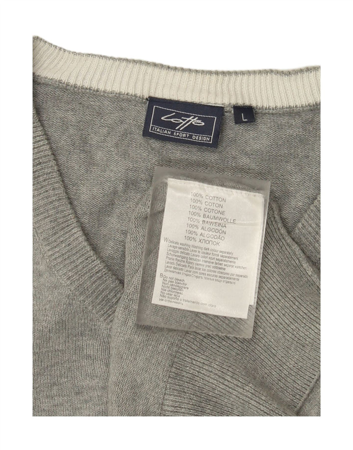 Lotto Herren-Pullover mit V-Ausschnitt, groß, graue Baumwolle