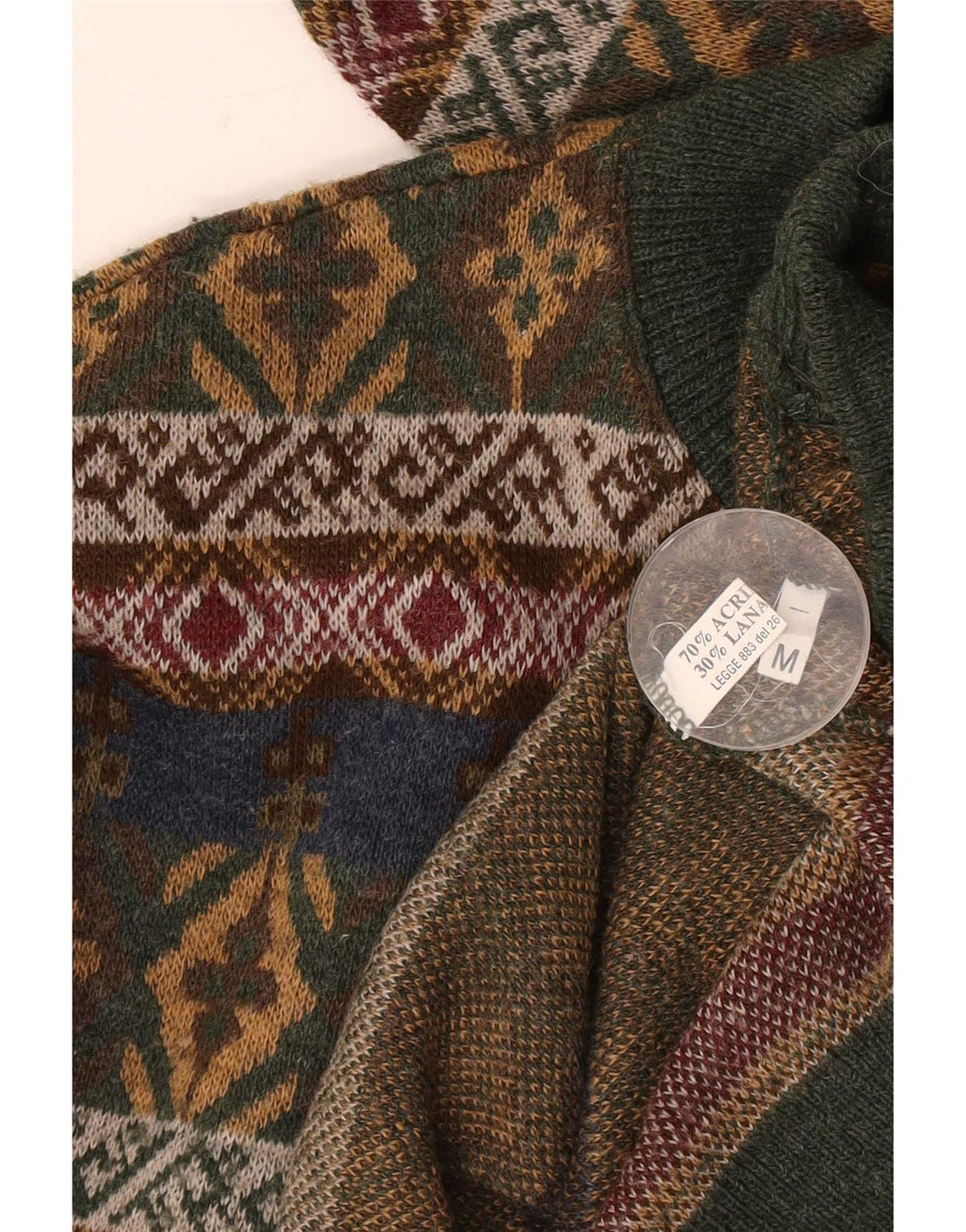 Vintage Herren Pullover mit Rundhalsausschnitt, Mittelgrün, geometrisch, Acryl, Retro