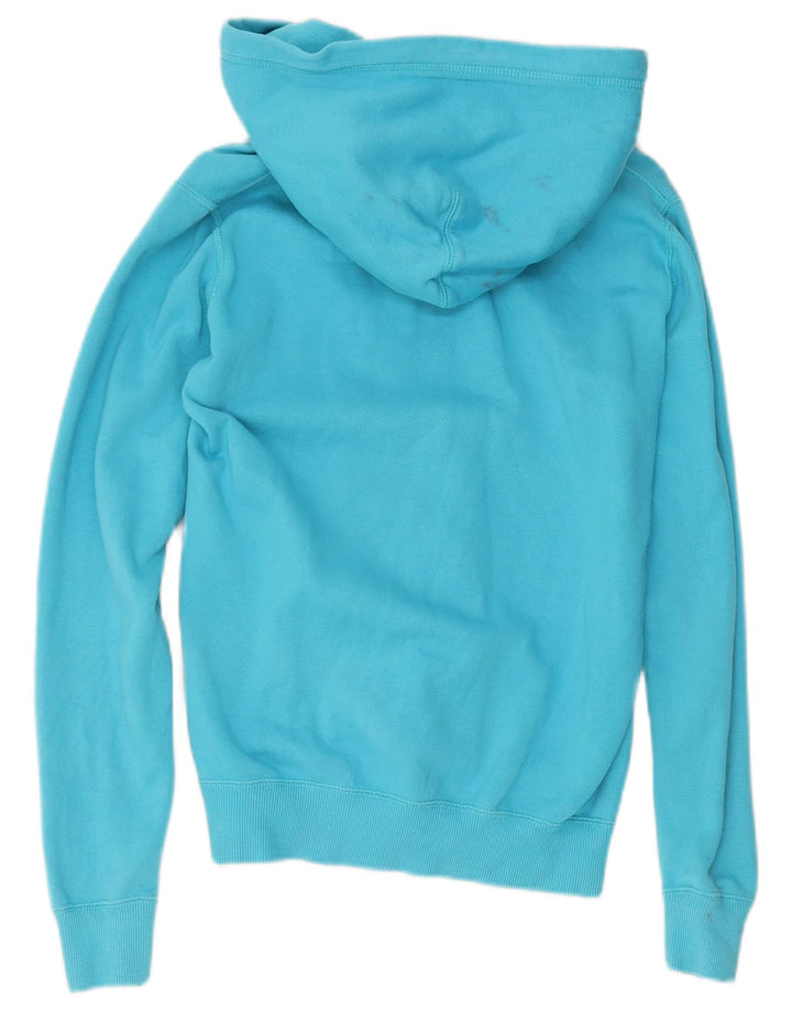 Nike Damen Zip Hoodie Pullover UK 12 Mittelblaue Baumwolle