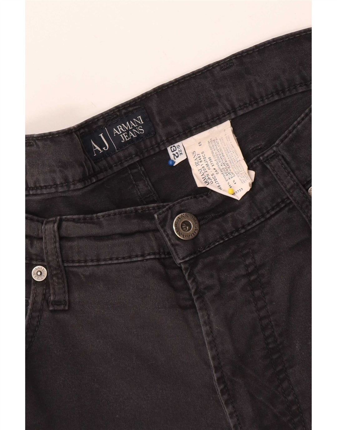 Armani Herren Straight Jeans W32 L31 Schwarze Baumwolle