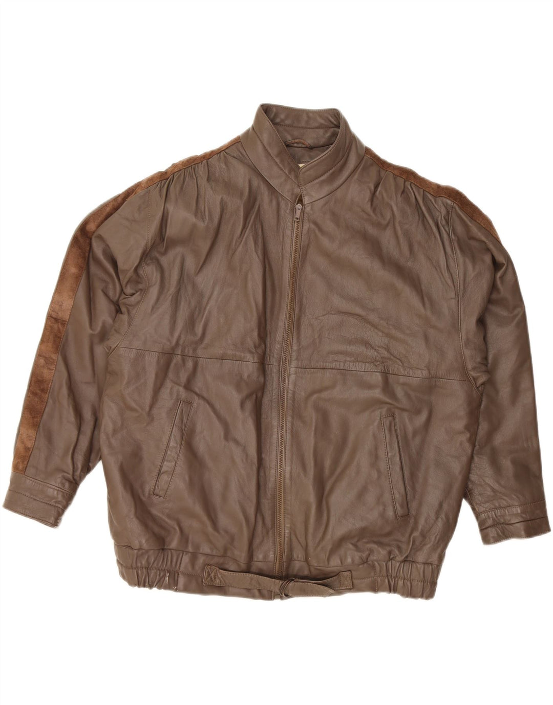 VINTAGE Mens Sherpa Leather Jacket UK 44 2XL Brown Leather Vintage Vintage and Second-Hand Vintage from Messina Hembry 