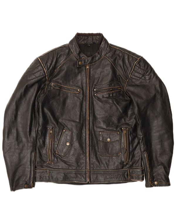 Vintage Herren Leder Racer Jacke EU 52 XL Schwarzes Leder