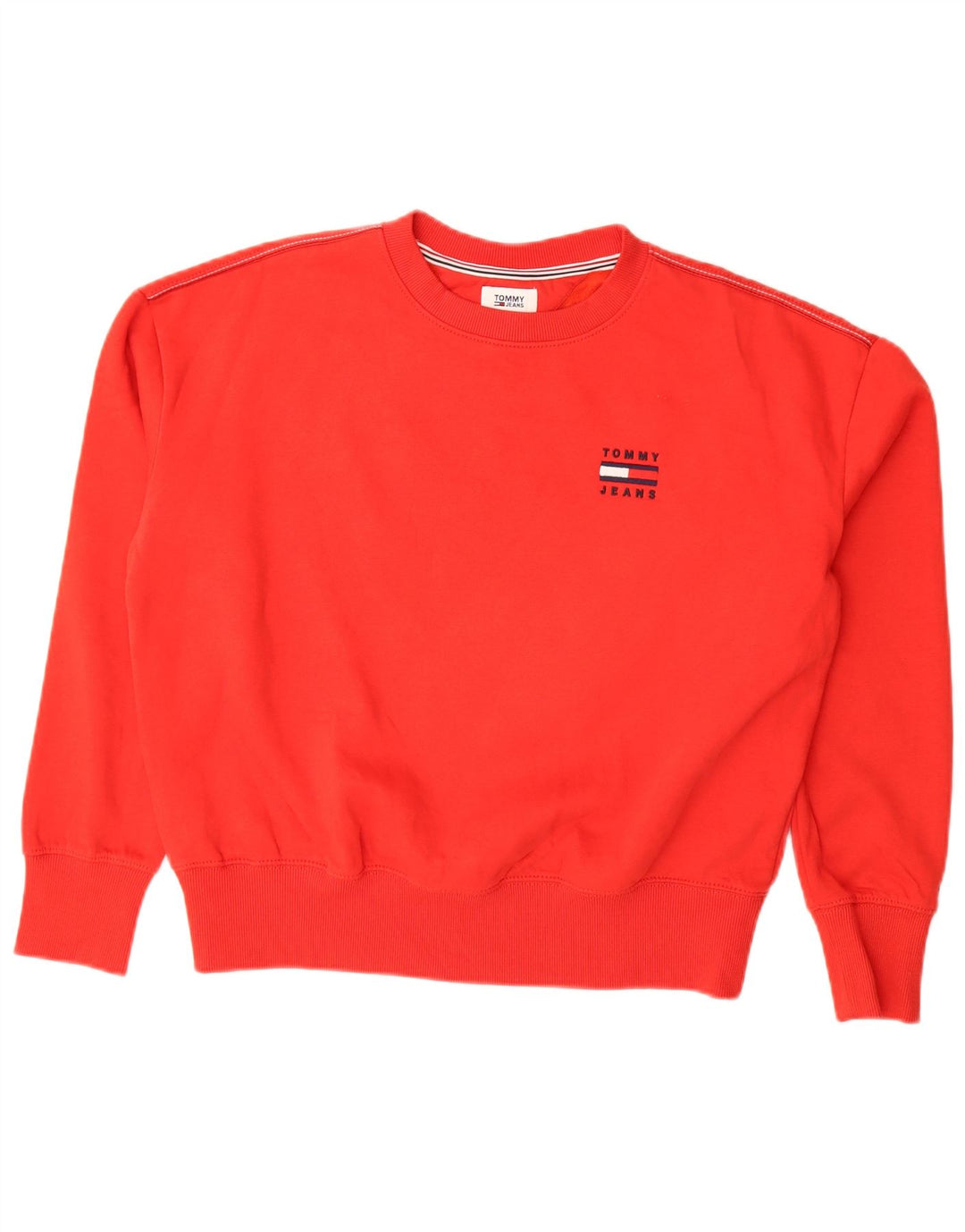Tommy Hilfiger übergroßer Damen-Sweatshirt-Pullover, Gr. 10, Größe S, rot, Baumwolle