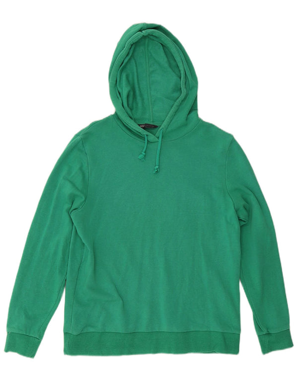 Marks & Spencer Damen-Kapuzenpullover mit normaler Passform, UK 12, mittelgrün, Baumwolle