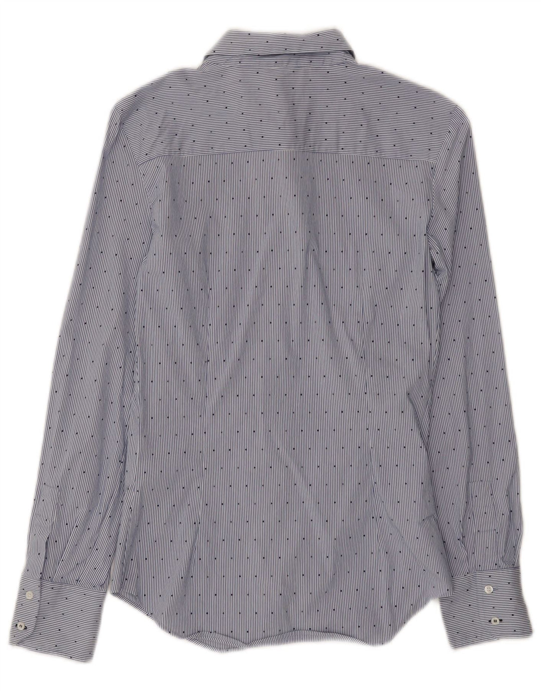 Zara Damen-Hemd UK 8 Small Blaue Nadelstreifen-Baumwolle