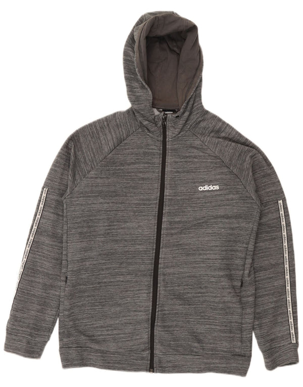 Adidas Damen Zip Hoodie Pullover UK 20/22 XL Grau gefleckte Baumwolle