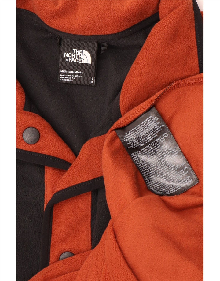 The North Face Herren-Fleecepullover mit Knopfkragen, Größe S, Orange, Farbblockdesign
