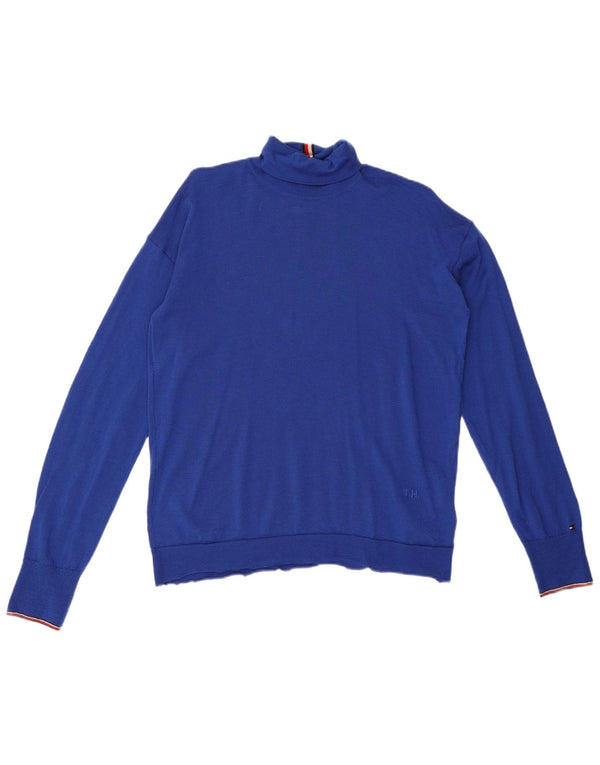 Tommy Hilfiger Rollkragenpullover für Damen, UK 14, mittelblaue Wolle