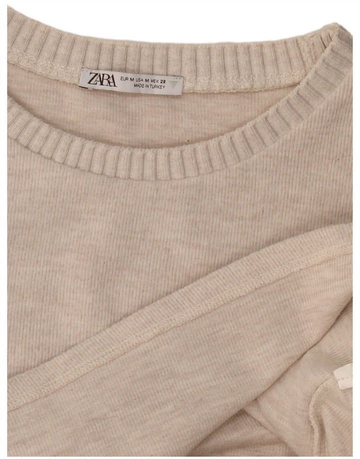 Zara Damen Bluse Top UK 12 Medium Beige
