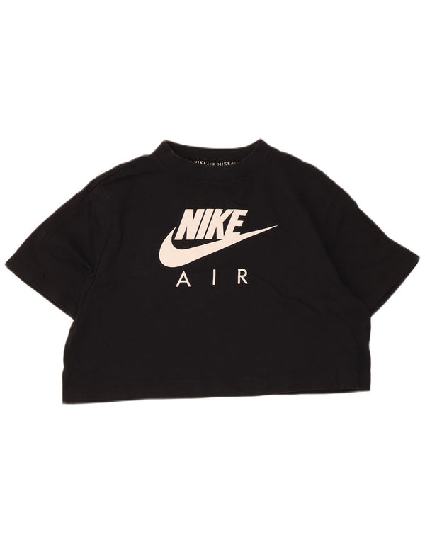Nike Damen Crop Oversize Graphic T-Shirt Top UK 6 XS Schwarz