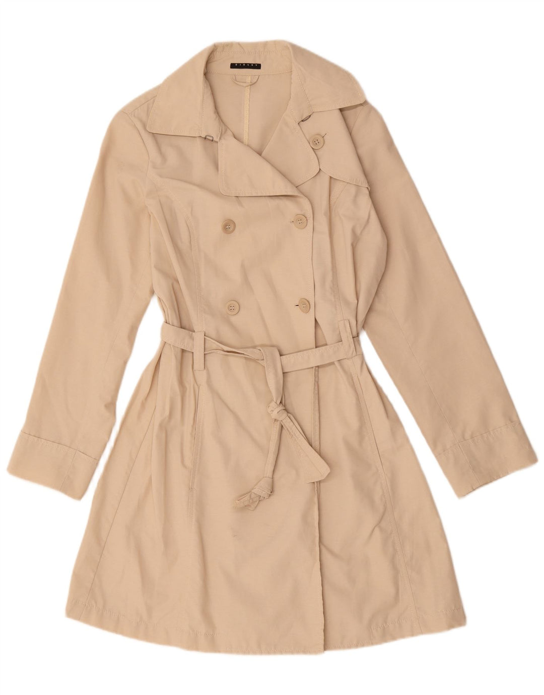 Sisley Damen Trenchcoat IT 46 Large Beige Baumwolle