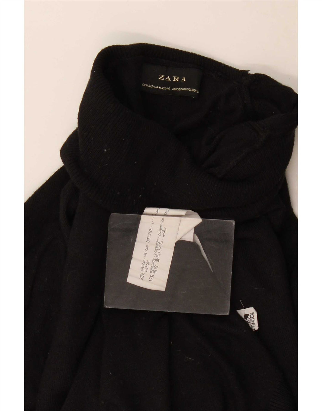 Rollkragenpullover für Herren von Zara, mittelschwarze Viskose