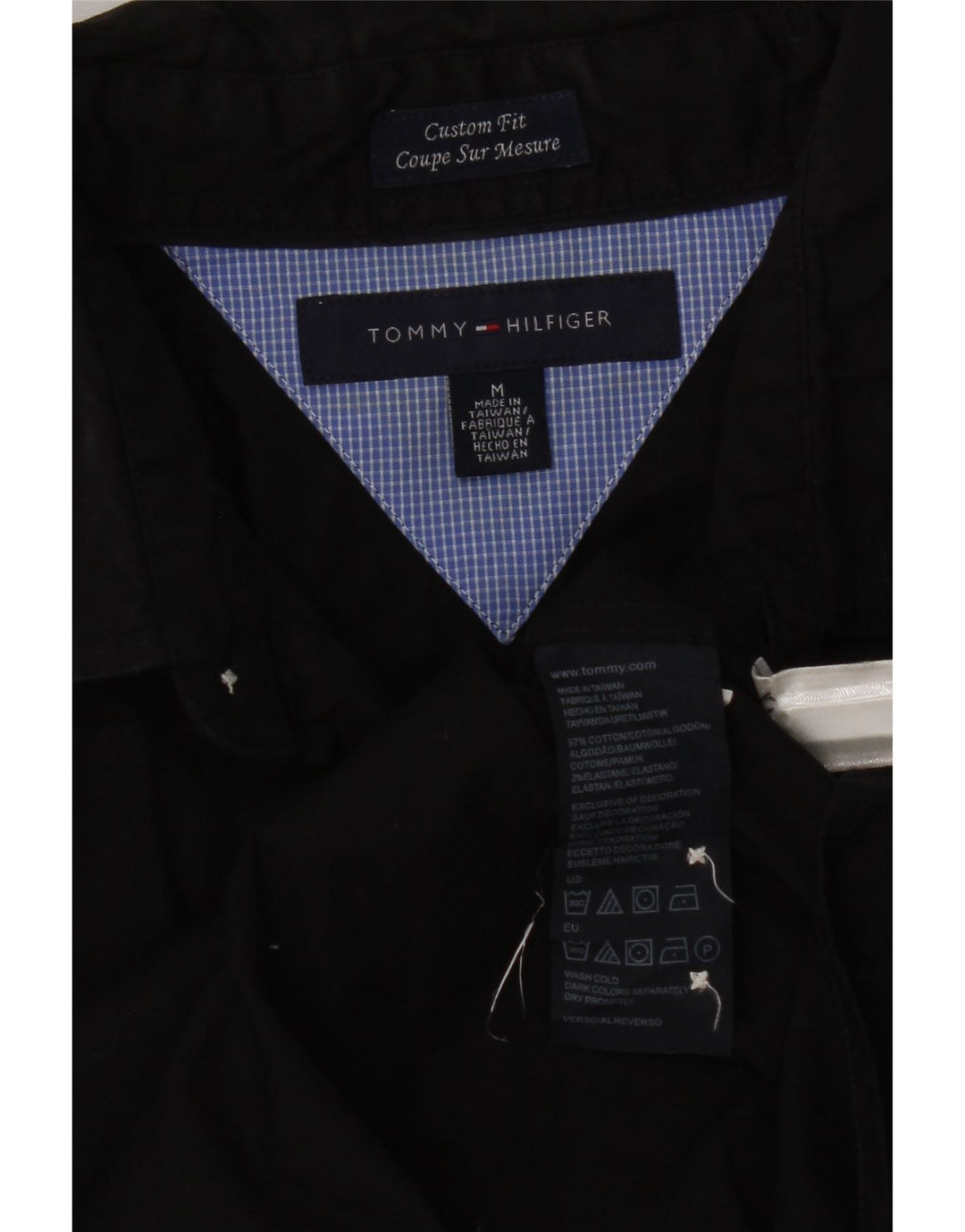 Tommy Hilfiger Herren-Hemd mit individueller Passform, mittelschwarze Baumwolle