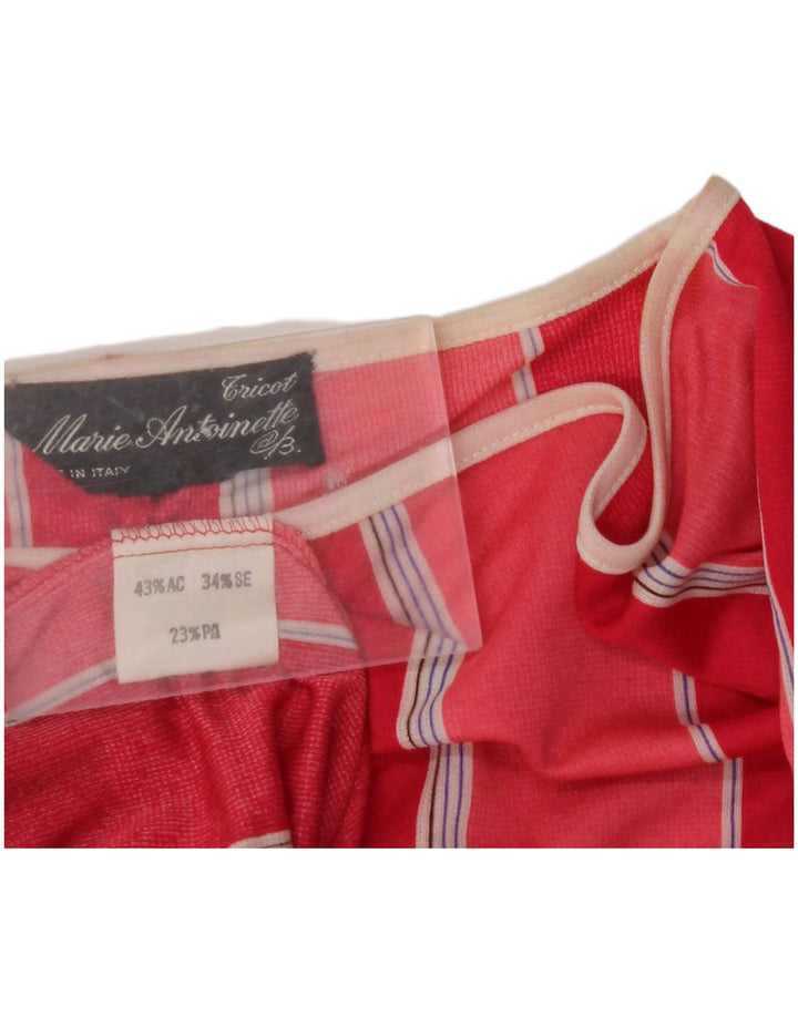 VINTAGE Damen Fledermausbluse Top IT 44 Mittelrot gestreift aus Acryl