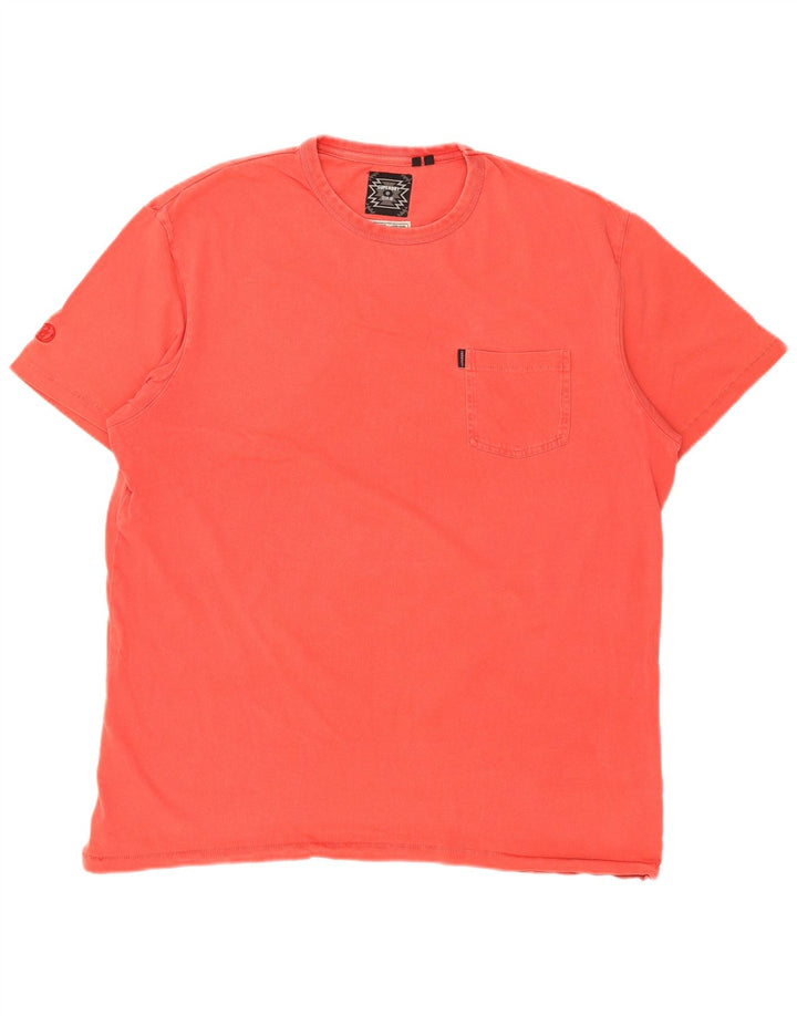 SUPERDRY Mens T-Shirt Top 2XL Orange Cotton