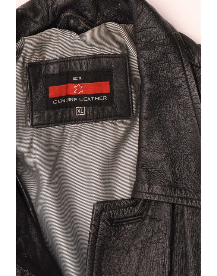Vintage Herren Ledermantel UK 42 XL Schwarz