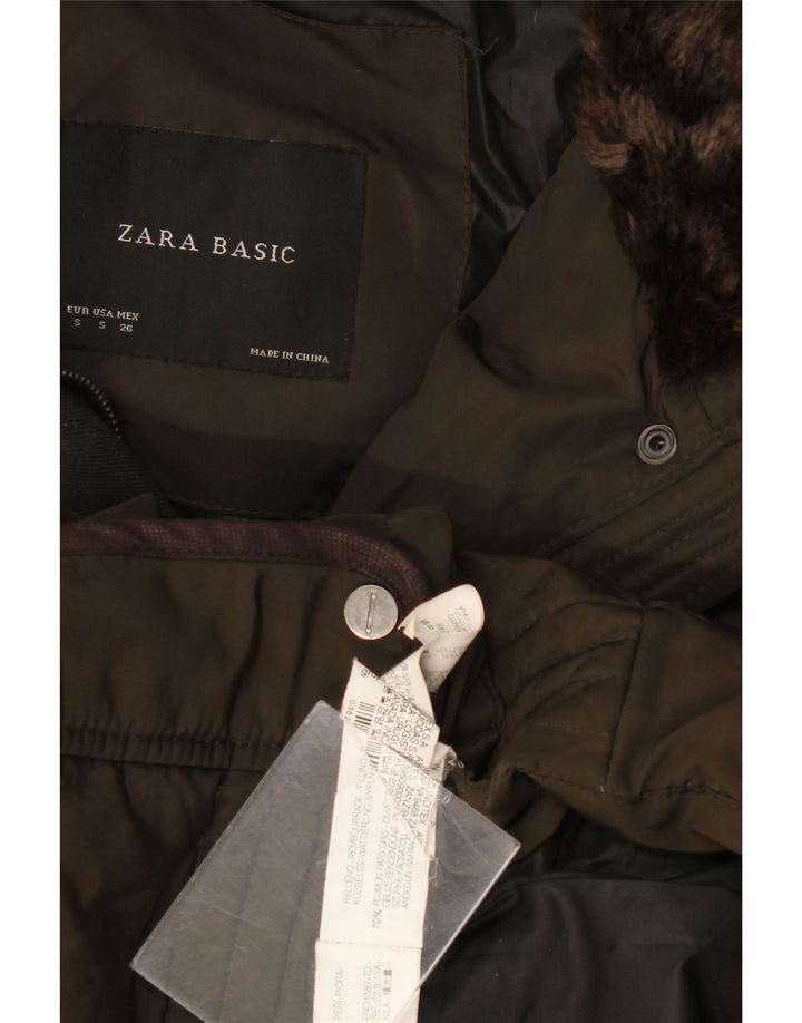 Zara Damen Wattierter Mantel UK 10 Small Khaki Acryl