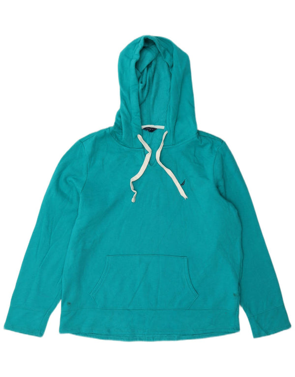 Nautica Damen Kapuzenpullover UK 14 Medium Türkis Baumwolle