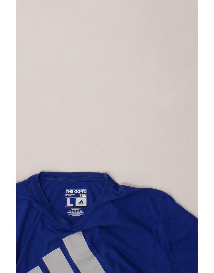 ADIDAS Mens Graphic T-Shirt Top Large Blue Cotton Vintage Adidas and Second-Hand Adidas from Messina Hembry 
