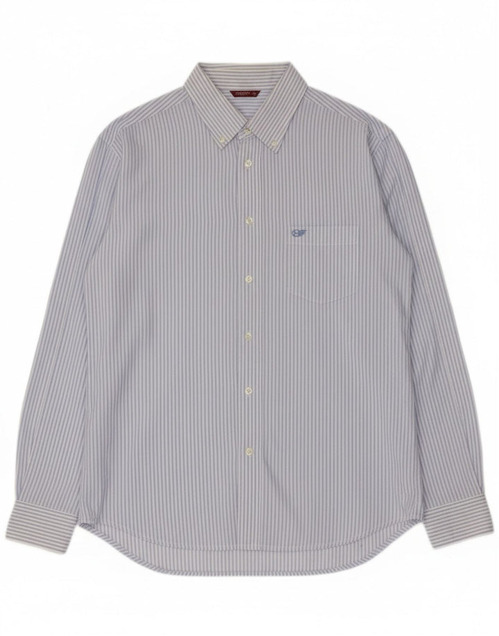 Carrera Herrenhemd XL, blaue Nadelstreifen-Baumwolle