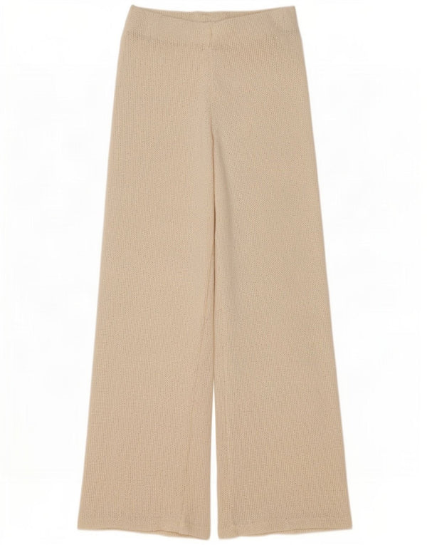 Zara Damen Strick-Freizeithose UK 8 Small W26 L28 Beige Polyester