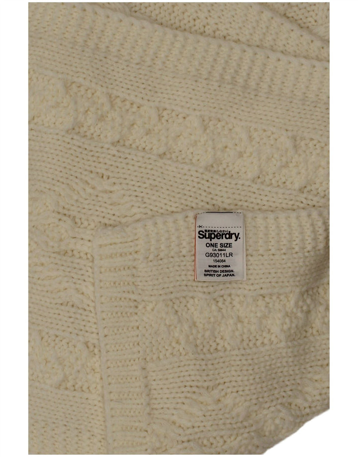 Superdry Strick-Rechteckschal für Damen, Einheitsgröße, gebrochenes weißes Acryl