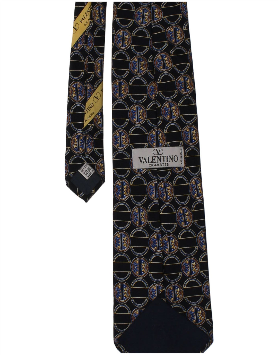 Valentino Herren Cravatte-Krawatte, Einheitsgröße, marineblau, geometrisch, Seide, Designer