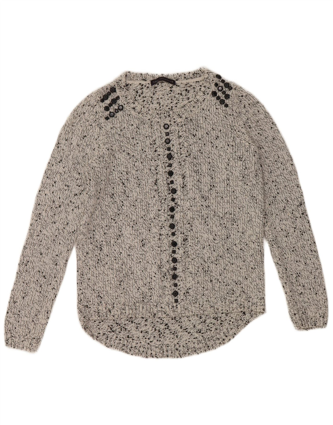 Marks & Spencer Damen-Pullover mit U-Boot-Ausschnitt, Gr. 12, Mittelgrau meliert