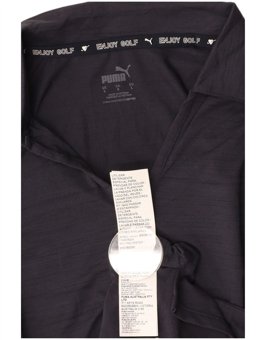 PUMA Damen Poloshirt UK 14 Large Marineblau geflecktes Polyester