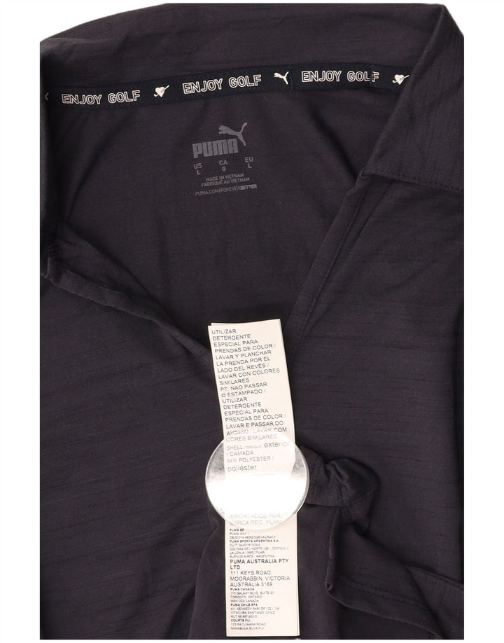 PUMA Damen Poloshirt UK 14 Large Marineblau geflecktes Polyester