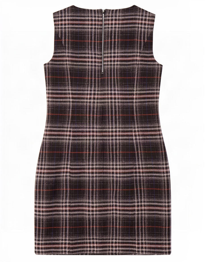 Marks & Spencer Damen Ärmelloses Etuikleid UK 12 Mittelschwarz kariert