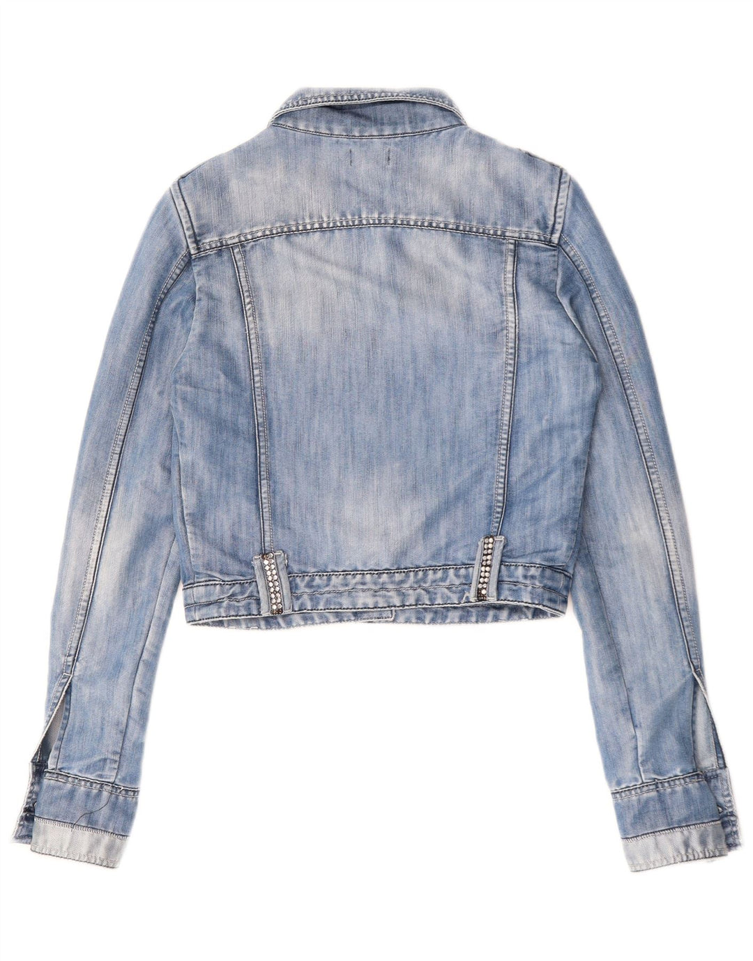 TOY G Damen Crop Jeansjacke UK 12 Mittelblau