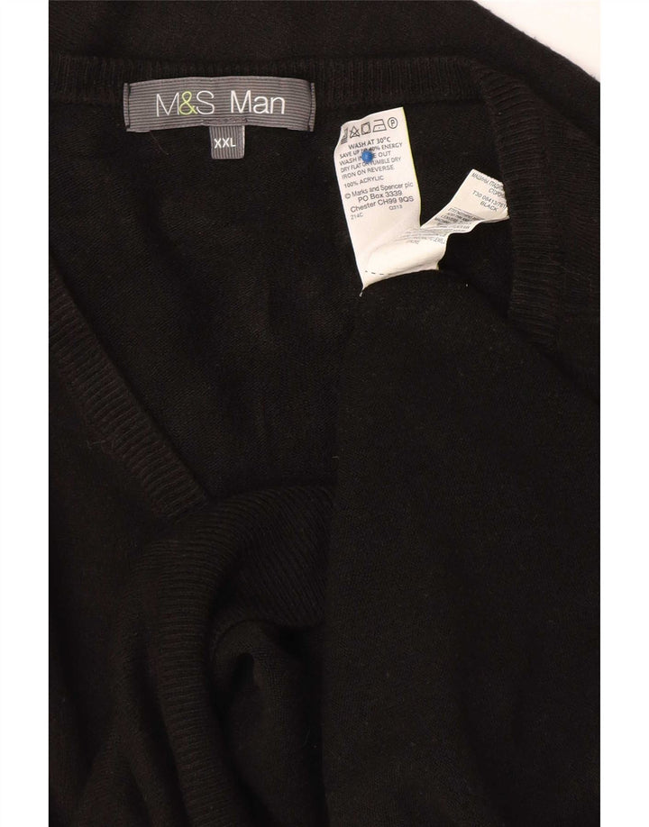 Marks & Spencer Herren-Pullover mit V-Ausschnitt, 2XL, schwarzes Acryl