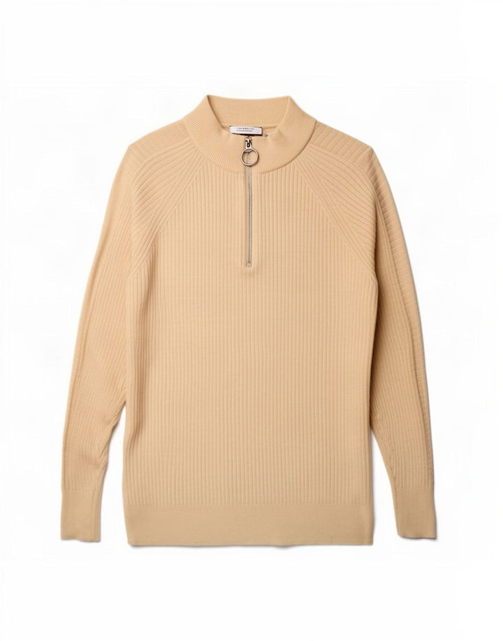 Marks & Spencer Damen-Pullover, übergroß, mit Reißverschluss, Gr. 10, Größe S, Beige
