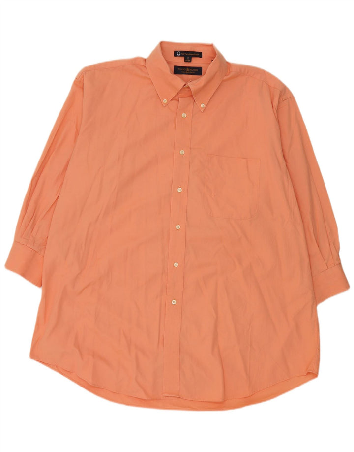Tommy Hilfiger Herren-Hemd, groß, Größe 17, XL, Orange