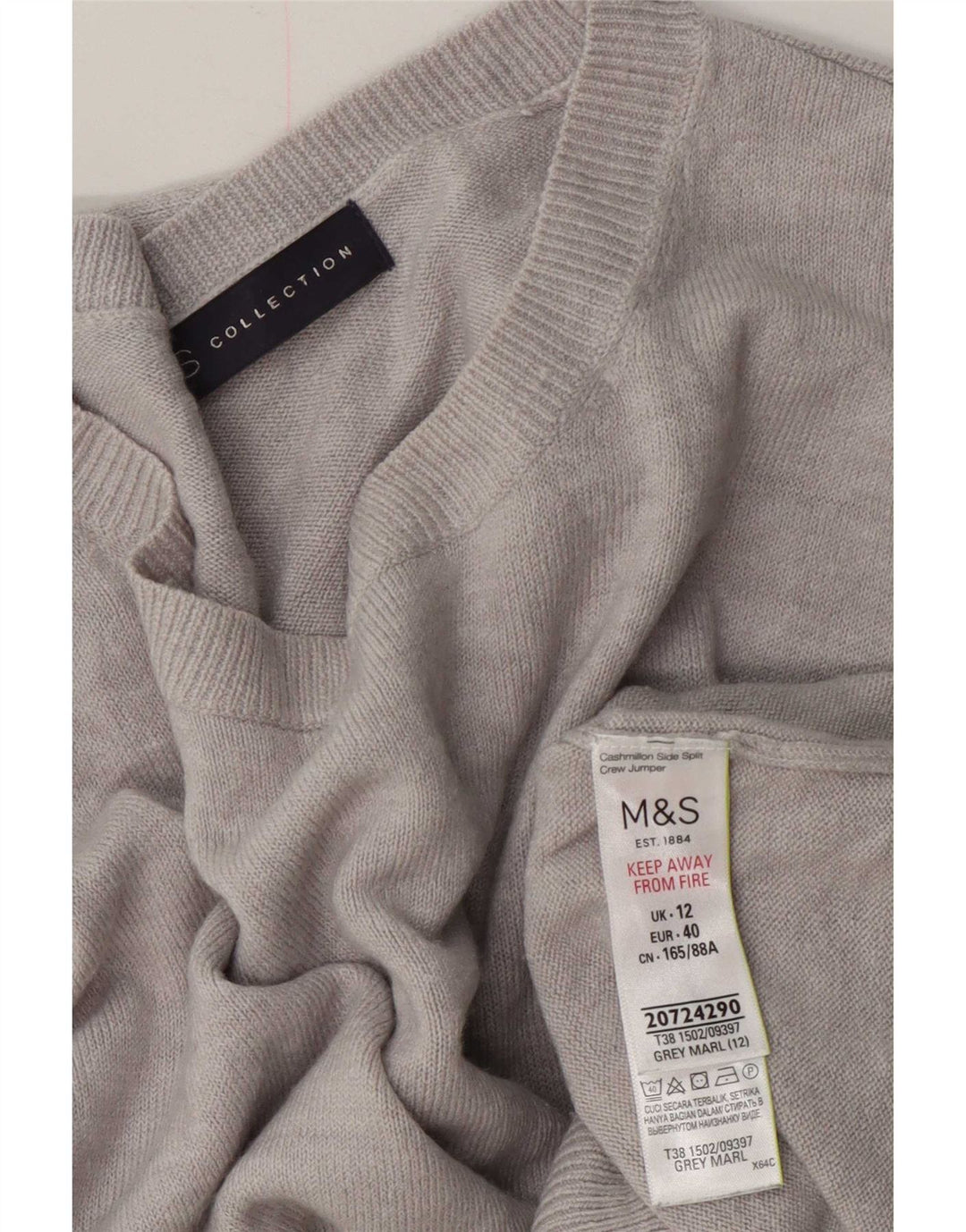 Marks & Spencer Damen Pullover mit Rundhalsausschnitt, UK 12, Mittelgrau