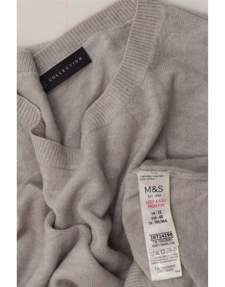 Marks & Spencer Damen Pullover mit Rundhalsausschnitt, UK 12, Mittelgrau