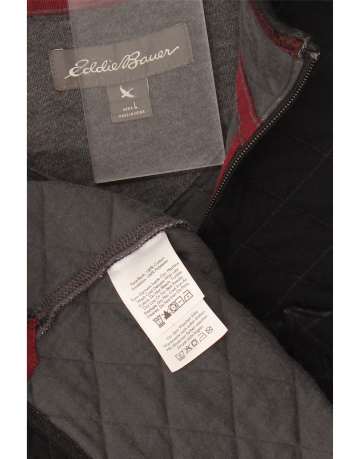 Eddie Bauer Herren-Sweatshirt mit Reißverschluss am Hals, groß, aus schwarzer Baumwolle