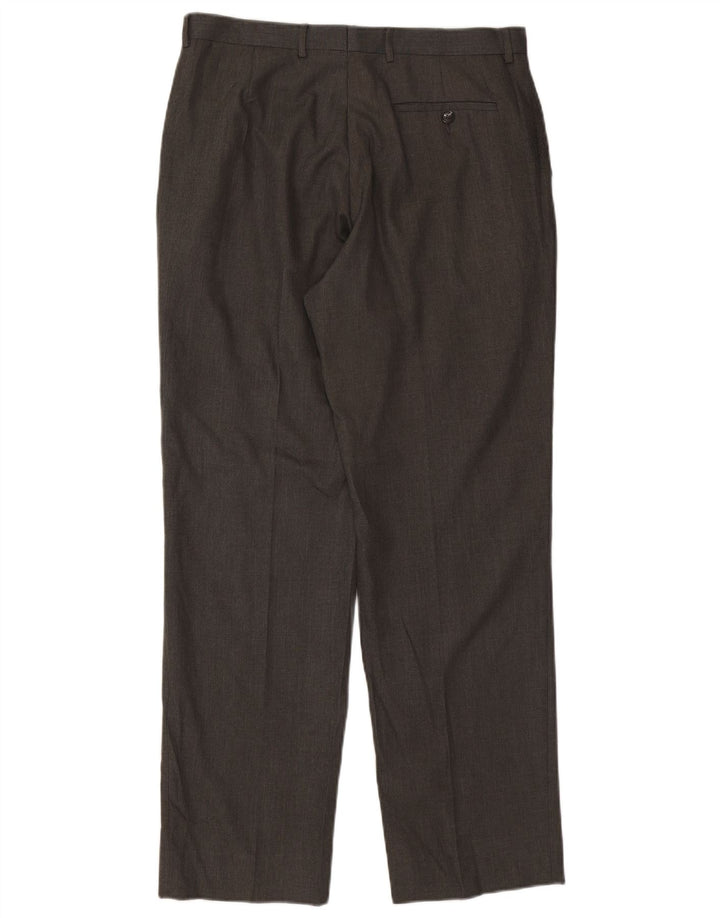 Gerade Herren-Anzughose von Marks & Spencer, W34, L33, grau, Polyester
