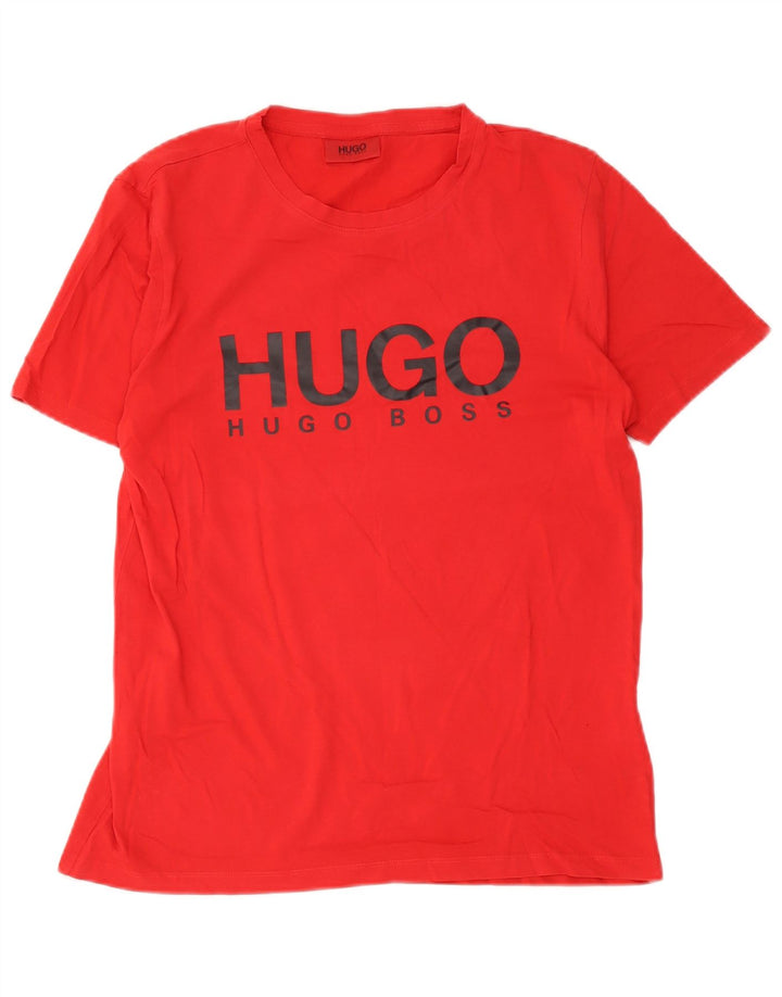 Hugo Boss Herren-T-Shirt mit Grafik, Größe S, rote Baumwolle