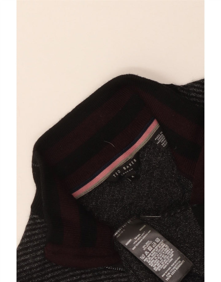Ted Baker Damen-Pullover mit Reißverschluss am Hals, Größe 4, große graue Wolle