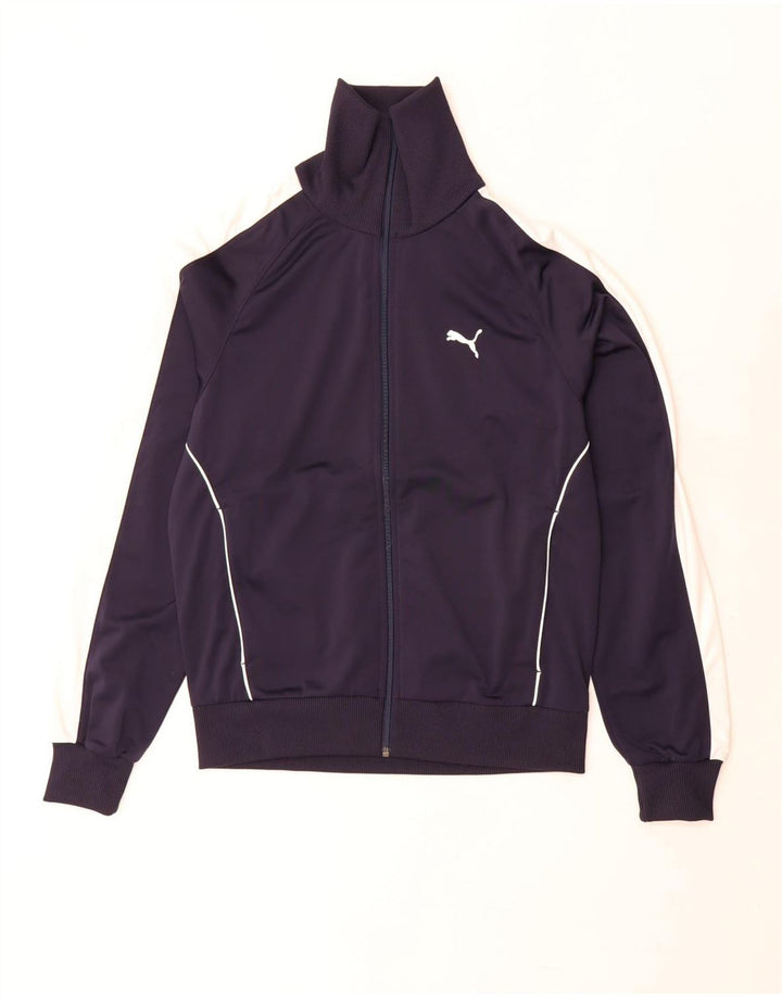Puma Herren-Trainingsanzug-Top-Jacke, mittelblaues Farbblock-Polyester