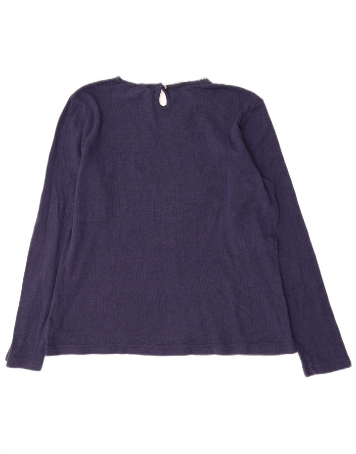 Joules Damen Top Langarm UK 16 Large Marineblau Baumwolle