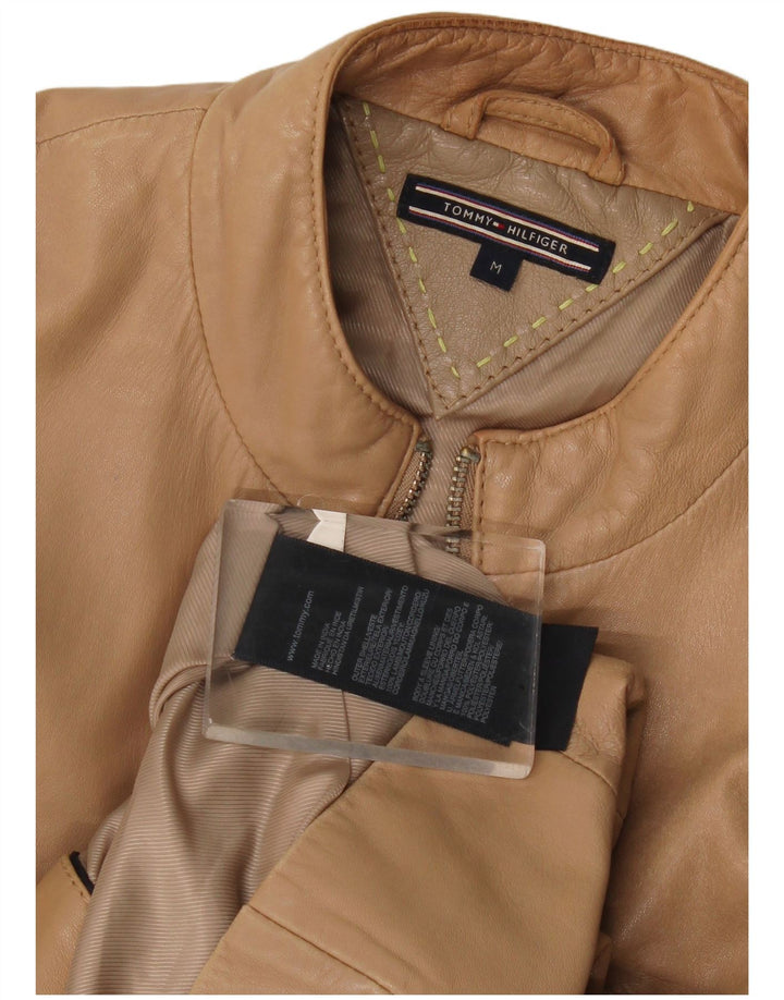 Tommy Hilfiger Damen Lederjacke UK 14 Mittelbraunes Leder