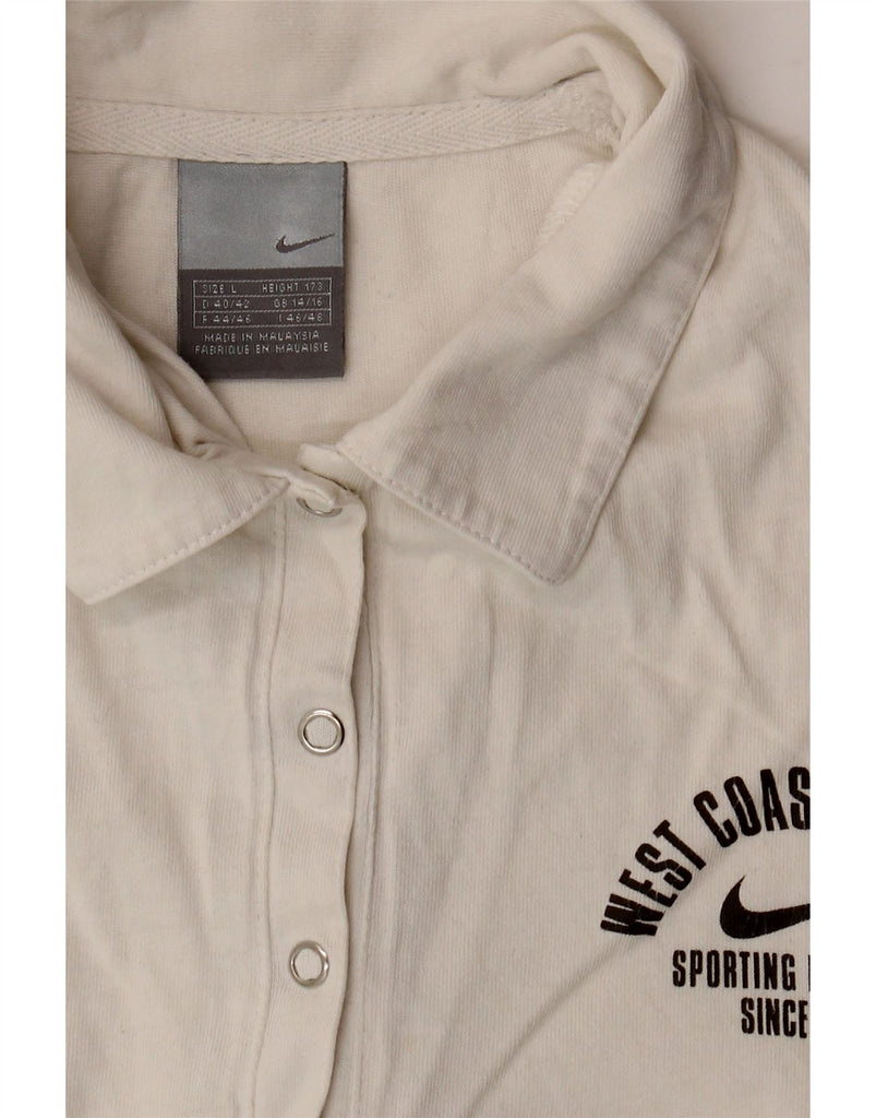 NIKE Womens Polo Shirt UK 14/16 Large White Vintage Nike and Second-Hand Nike from Messina Hembry 