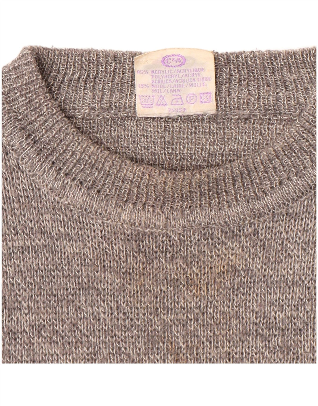 Neuer Fast Herren-Pullover mit Rundhalsausschnitt, EU 48/50, mittelgrau gestreiftes Acryl
